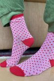 Polka Dot Scalloped Glitter Socks Pink Red
